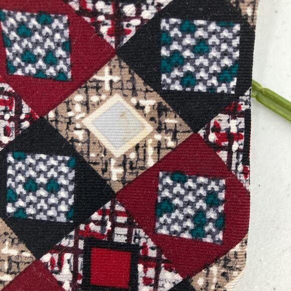 Vintage Oscar de la Renta Red White Geometric Couture Collection Silk Neck Tie - Picture 3 of 6